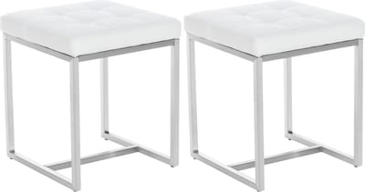 CLP Barci Set van 2 Hockers - RVS - Kunstleer - wit