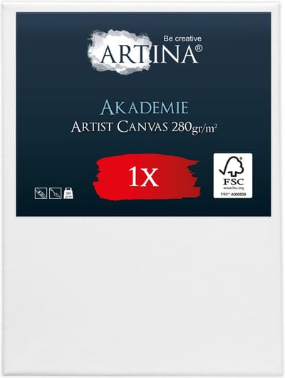 Artina Akademie – Schilderdoeken Canvas 30x40 cm – Spieraam van FSC® Hout – Wit Canvas 100% Katoen – 280 g/m136