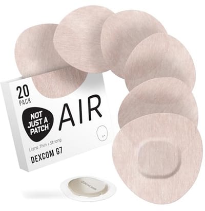 Not Just A Patch Air Dexcom G7 Zelfklevende (20 stuks) – Waterdichte CGM-pleisters – Sterke, dunne, lichtgewicht sensorhoezen – Glucose-bestendige pleisters voor 10-14 dagen – Beige