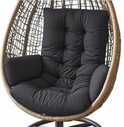 KZQ Zwart, ademend en wasbaar kussen, geschikt voor hangstoelen, hangmatten en tuinschommels, zowel binnen als buiten.