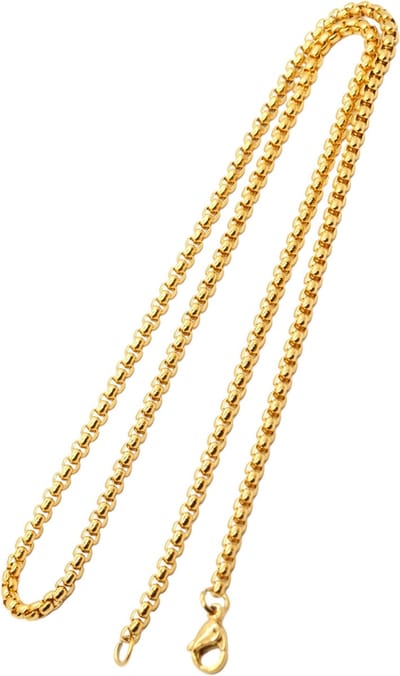 Fako Bijoux® - Schakelketting Staal - RVS - Square Pearl - Parel Vierkant - 3mm - 50cm - Goudkleurig