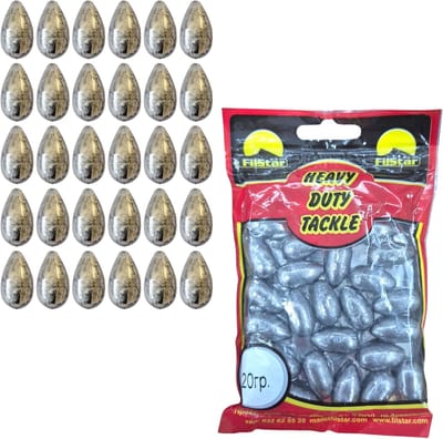 Inline Vislood Set - Grondlood Peerlood - Basis Vissen - 30 Stuks Set - 20GR Per Lood - Zilverkleurig