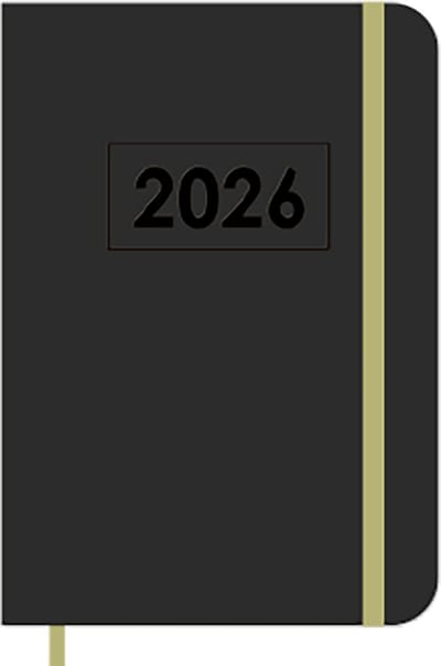 MGPcards - A6 Agenda 2026 - Sluiting Elastiek - Weekoverzicht 1w/2p - Zwart + Groen elastiek - Ruime vakken - 10,5 x 14,8 cm