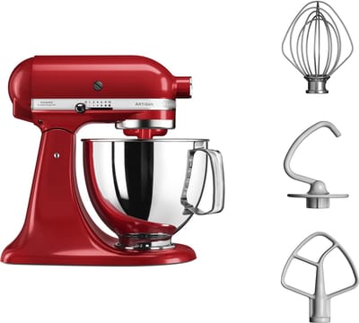 KitchenAid Artisan 5KSM125EER - Keukenmachine -4,8L - Keizer rood - 3 menghaken