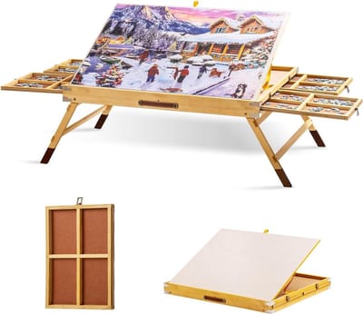 Legpuzzeltafel - Puzzelbord - Ontspannen Puzzelen - Verstelbare Hoeken - 1500 Stukjes - Houtkleur