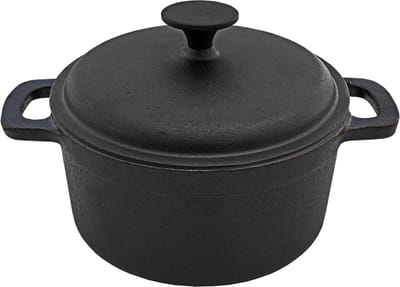 Cast Iron - Braadpan - Gietijzer - Met deksel - Ø24x11cm - Zwart