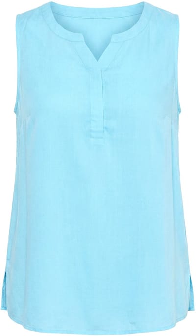 Angel of Style - Dames - Blouse tuniekhals afgeronde zoom mouwloos - Hemelsblauw - Maat 42