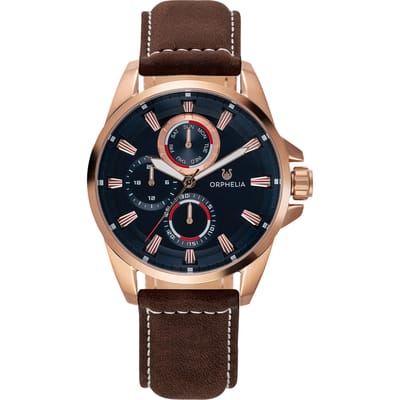 ORPHELIA OR71902 - Horloge - Leer - Bruin - 44 mm