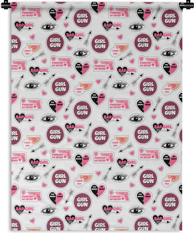 Wandkleed - Wanddoek - Meisjes - Roze - Hartjes - Design - 150x200 cm - Wandtapijt