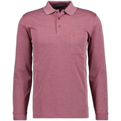 Ragman Softknit Polo Longsleeve Uni Breast Pocket Dark Vintage Red / male