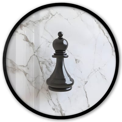Poster in lijst Rond - Fotolijst 40x40 cm - Posters - Schaakstuk - Loper - Zwart - Marmer - Ronde posterlijst zwart - Decoratie - Wanddecoratie woonkamer - Muurdecoratie slaapkamer