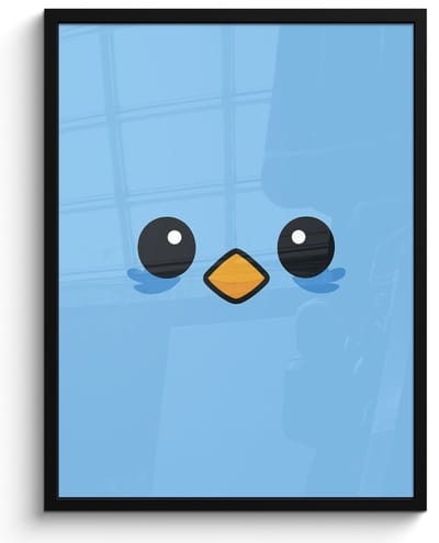 Poster in lijst - Fotolijst 60x80 cm - Posters - Vogel - Blauw - Eenvoudig - Posterlijst zwart - Decoratie - Wanddecoratie woonkamer - Muurdecoratie slaapkamer