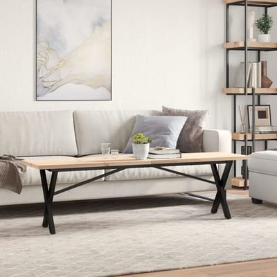 vidaXL - Salontafel - X-frame - 160x40x45,5 - cm - grenenhout - en - staal
