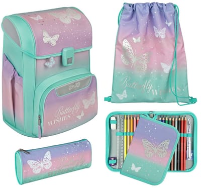 Scooli schooltas EasyStart Schulranzen-Set 5-delig Butterfly Wishes mintgroen