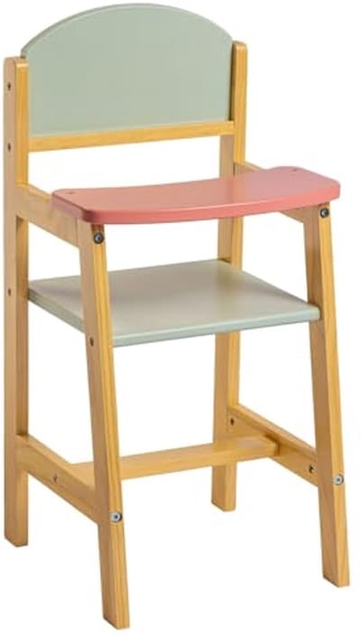 Houten Kinderstoel voor Poppen tot 45 cm met Dienblad - Creatief Speelgoed voor Kinderen vanaf 3 Jaar