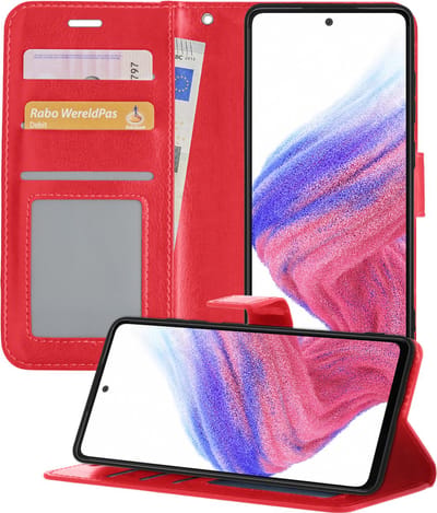 Hoesje - Geschikt voor Samsung Galaxy A53 - Luxe Bookcase - Walletcase Hoes - Portemonnee - Cover - Telefoonhoes - Rood