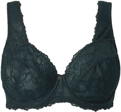 Ulla Popken - Dames - Beugelbeha kant brede schouderbandjes - Middernacht groen - Maat 90B