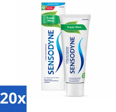 20 x Sensodyne - Tandpasta - Fresh Mint - Frisse Adem - 75 ml - Gevoelige Tanden - Tandpasta - Fluoride - Frisse Adem - Tandglazuur