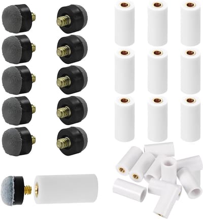 15 stuks reservekoppen voor biljartkeu met 12 mm grijze klem voor reparatie van biljartkeu en keu reparatieset, biljartkeu-accessoireset