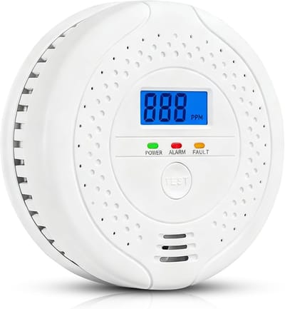 Koolmonoxidemelder - CO-melder - Digitaal LCD-display - Alarm van 85 dB - Vervangbare batterij - Draagbaar - Geschikt voor thuis, camper en op reis - Batterij niet inbegrepen