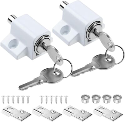 JGS Premium - 2 Stuks Witte Schuifpatio Lock Deursloten Set - Beveiliging Venster en Patio Deur - Sliding Universele Vangen