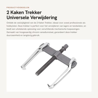 Dailygoods- Trekker 2 Kaken - Verstelbare Momentsleutel - Universele Trekker - Duurzaam Chroom-Vanadiumstaal - Flexibel in Gebruik - Voor Autoreparatie - Lagertrekker