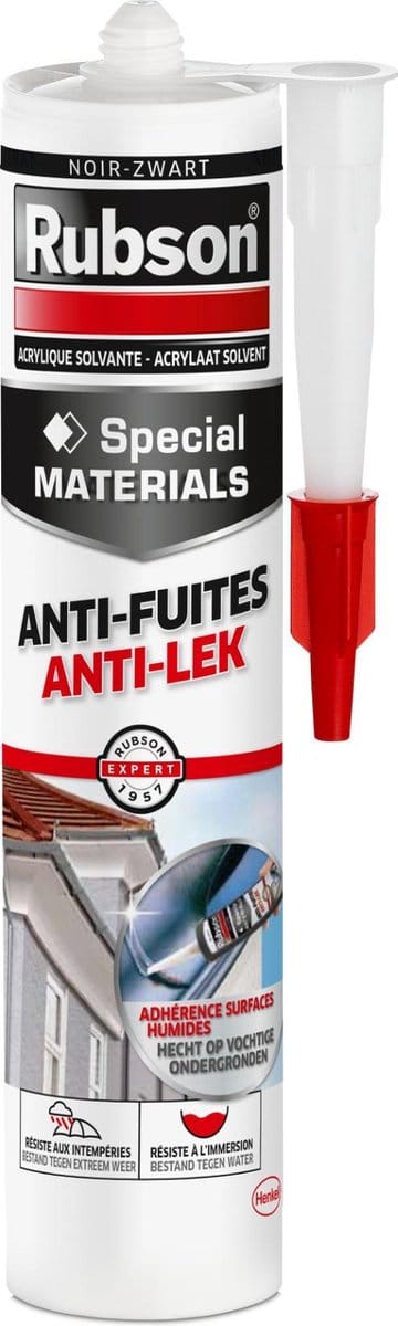 Rubson Anti-lek Voegkit ZWART 280 ml | Dak, Goot & Afvoerleiding Reparatie Voegkit | Anti-Lek & Weersbestendige Voegkit.