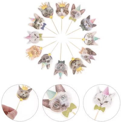 New Age Devi - Creëer een uniek kattenfeest met onze 24 - delige katten cocktailprikkers!