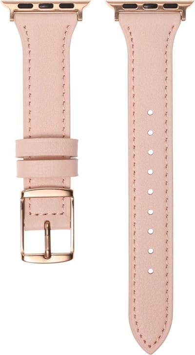 Leren bandje - geschikt voor Apple Watch 1/2/3/4/5/6/7/8/9/10/11/ SE (1,2,3) met maat 38 mm / 40 mm / 41 mm en 42 mm (Watch 10/11) - roze