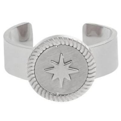 Zilveren ster ring - Zilver - Roestvrij staal - Sieraden voor dames - RVS - Stainless steel - Verstelbare ring met ster - Nikkelvrij - Roestvrij stalen