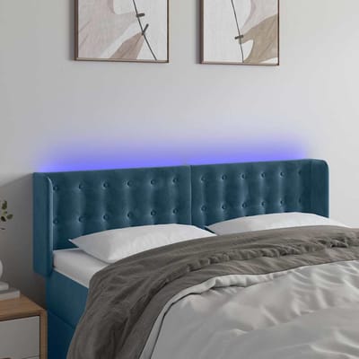 vidaXL - Hoofdbord - LED - 147x16x78/88 - cm - fluweel - donkerblauw