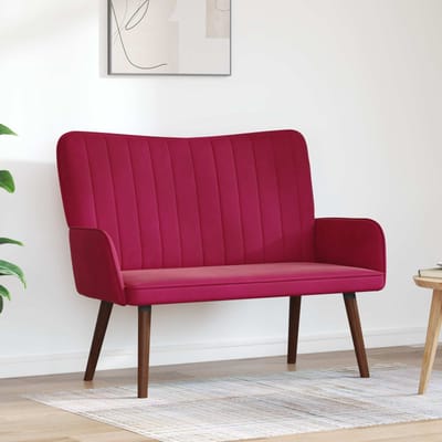 vidaXL - 2-Zits - Sofa - Wijnrood - 115 - x - 61 - x - 87 - cm - fluweel