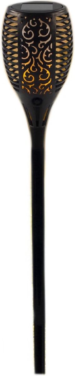 Solar tuinlamp / fakkel - vlameffect - op zonne-energie - zwart - 78 cm - tuinfakkels