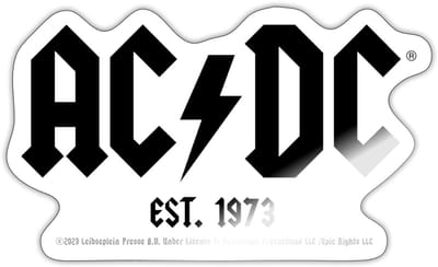 AC/DC Zwart Logo Est. 1973 Sticker maat S (10 x 10 cm)