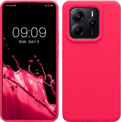 kwmobile telefoonhoesje geschikt voor Xiaomi Redmi Note 14 5G - Hoesje met siliconen coating - Smartphone case in neon roze