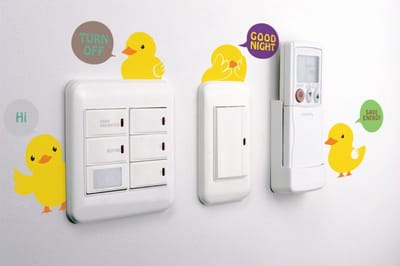 Muurstickers, decoratieve stickers, stopcontacten, kuikentjes