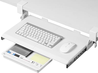 Toetsenbordhouder Onder Bureau - Schuifbare Werkplek - Ergonomisch Werken - C-Klem Bevestiging - 50x30 cm - Wit