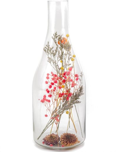 ARTYFETES - Fles met gekleurde droogbloemen 12 x 32 cm tafeldecoratie