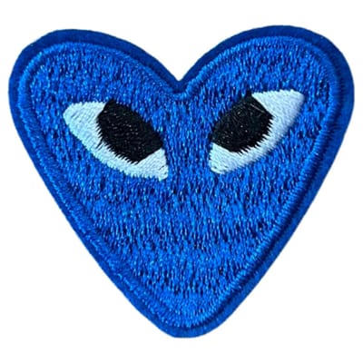 Hartje Met Oogjes Strijk Embleem Patch Donker Blauw 4.3 cm / 3.8 cm / Donkerblauw