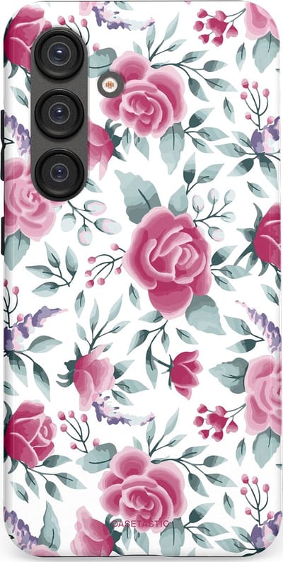 Casetastic Hoesje Geschikt voor Samsung S25 - Stijlvolle Beschermende Duo-layer Case - Paarse Bloem Pracht