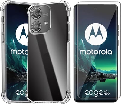 Hoesje geschikt voor Motorola Edge 40 Neo - Screenprotector Glas - Shockproof Transparant