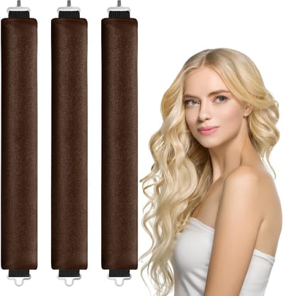 Haarkruller Set - Krulstokken Hoofdband - Natuurlijke Krullen Maken - Hittevrij Stijlen - 3 Stuks - Bruin