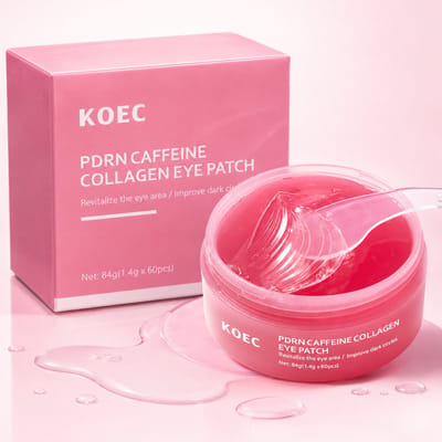 KOEC PDRN Caffeine Collagen Eye Patch, Oogpatches met Cafeïne, Collageen & Niacinamide, Korean Skincare, Koreaans Oogmasker tegen Vermoeide Ogen, 60 stuks