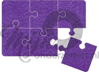 Puzzel vilt onderzetter - Paars - 6 stuks - ø 9,8 cm - Tafeldecoratie - Glas onderzetter - Cadeau - Woondecoratie - Woonkamer - Tafelbescherming - Onderzetters voor glazen - Keukenbenodigdheden - Woonaccessoires - Tafelaccessoires