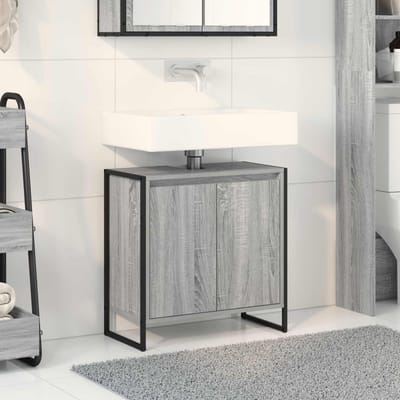 vidaXL - Badkamerkast - Grijs - Sonoma - 60 - x - 30 - x - 60 - cm - Bewerkt - hout