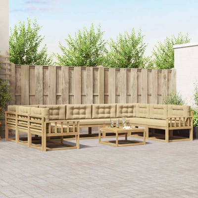vidaXL - Buiten - bank - set - 10 - st - Wit - en - Beige