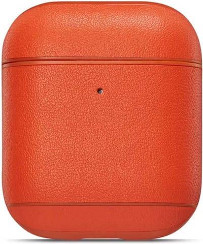 AirPods hoesjes van By Qubix - AirPods 1/2 hoesje Genuine Leather Series - hard case - oranje Airpods Case Hoesje voor Airpods Airpods 1 Airpods 2