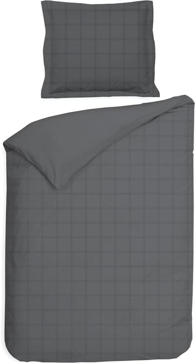 Heckettlane Dekbedovertrek Diamante - Bedlinnen - 140x200-220 cm - Eenpersoons - Antraciet - Dekbedovertrek van 100% Katoen-Satijn