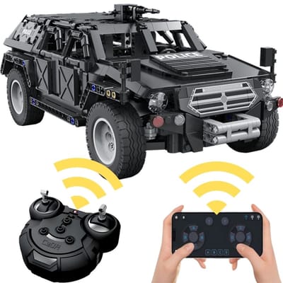 CaDA Bricks C51207W SWAT Terreinwagen Classic and Speed bouwset | Racing champions auto modelbouw | Educatief creator constructie speelgoed bouwpakketten voor kinderen & volwassenen | RC accu niet geschikt voor Lego | Technic bouwdoos 561 bouwstenen