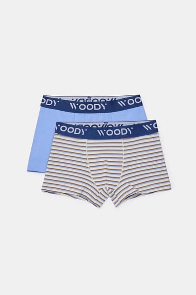 Woody duopack boxershort jongens - blauw gestreept - 261-10-CLD-Z/015 - maat 176
